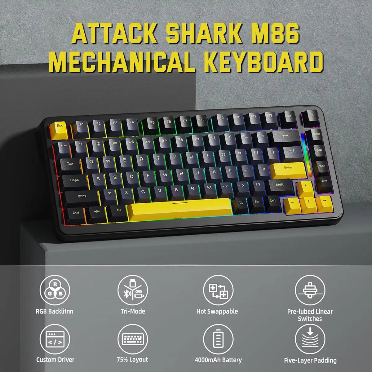 Attack Shark M86 Wireless Mechanical Gaming Keyboard