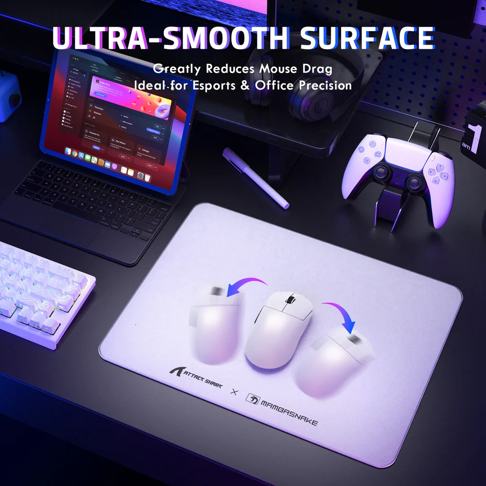 Attack Shark CM05 Tempered Glass Mousepad White Simple