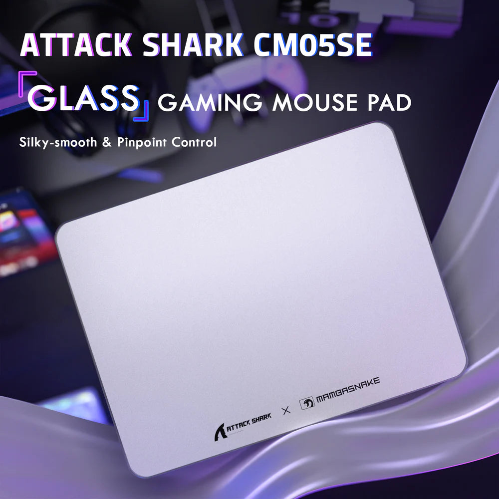 Attack Shark CM05 Tempered Glass Mousepad White Simple
