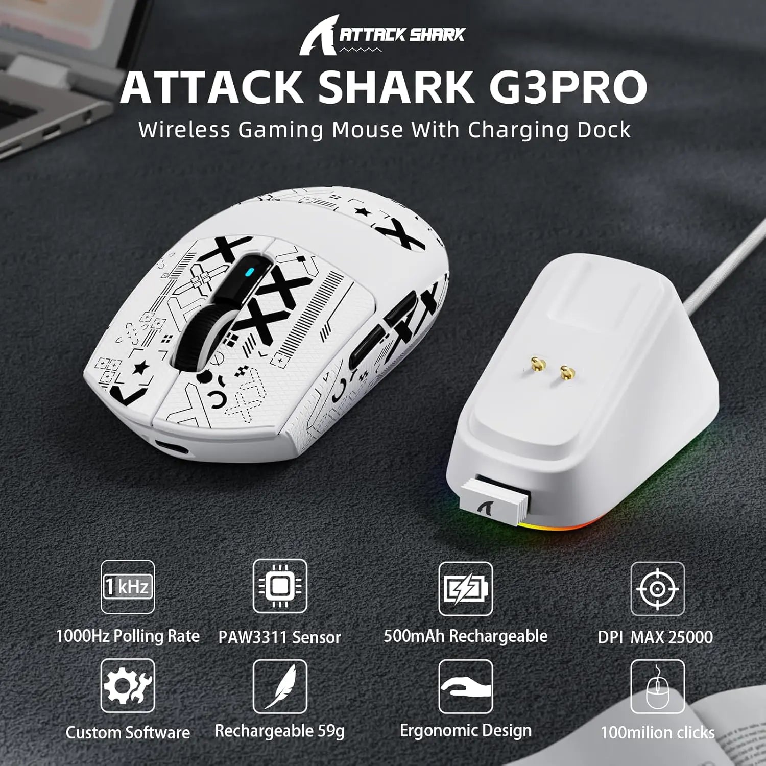 Attack Shark G3 Pro Wireless Gaming Mouse