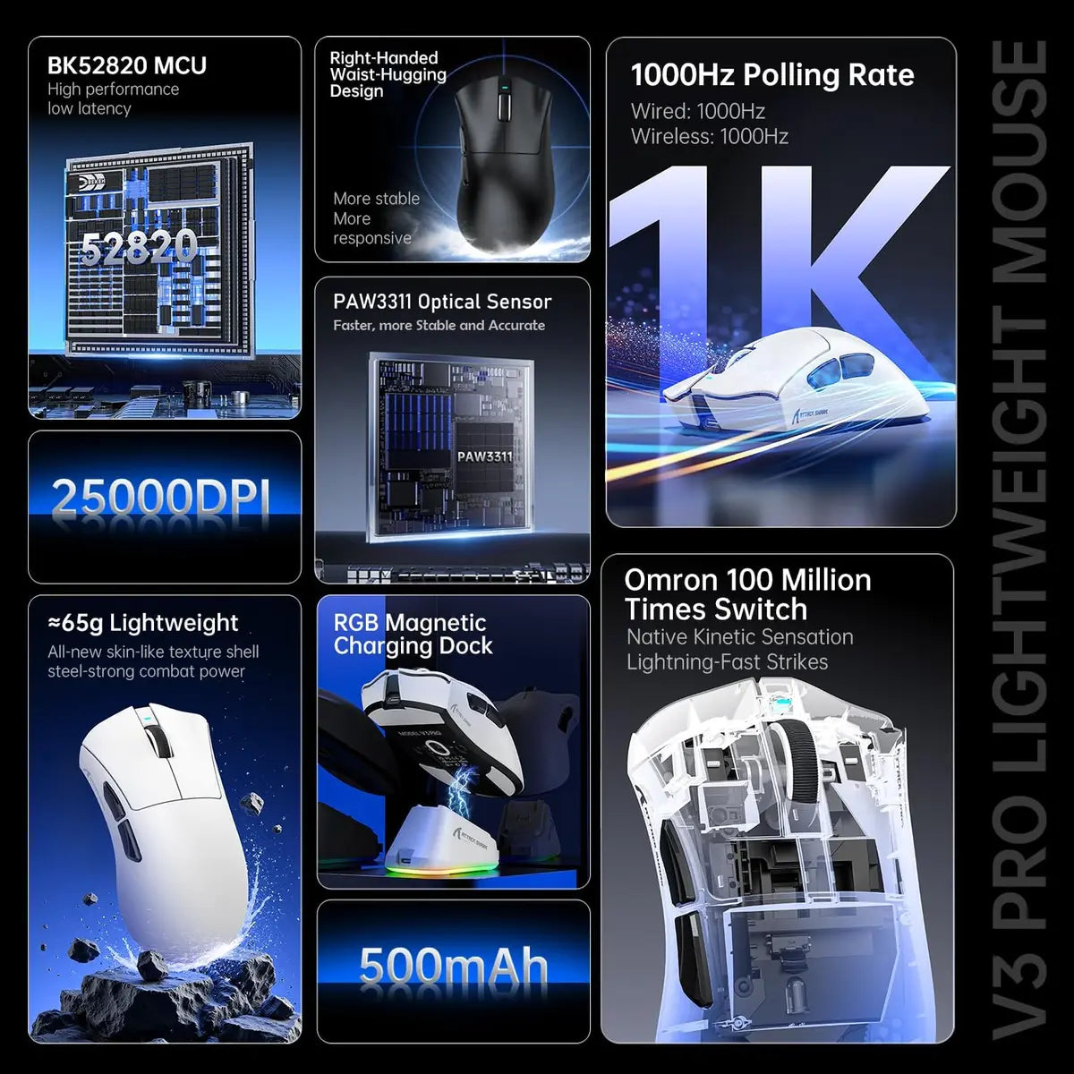 Attack Shark V3 Pro Wireless Gaming Mouse