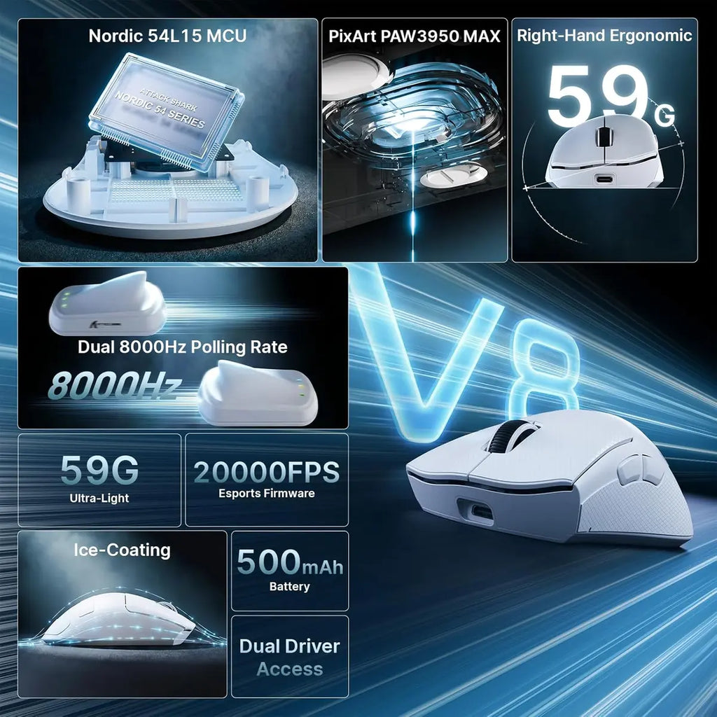 Attack Shark V8 Wireless Gaming Mouse