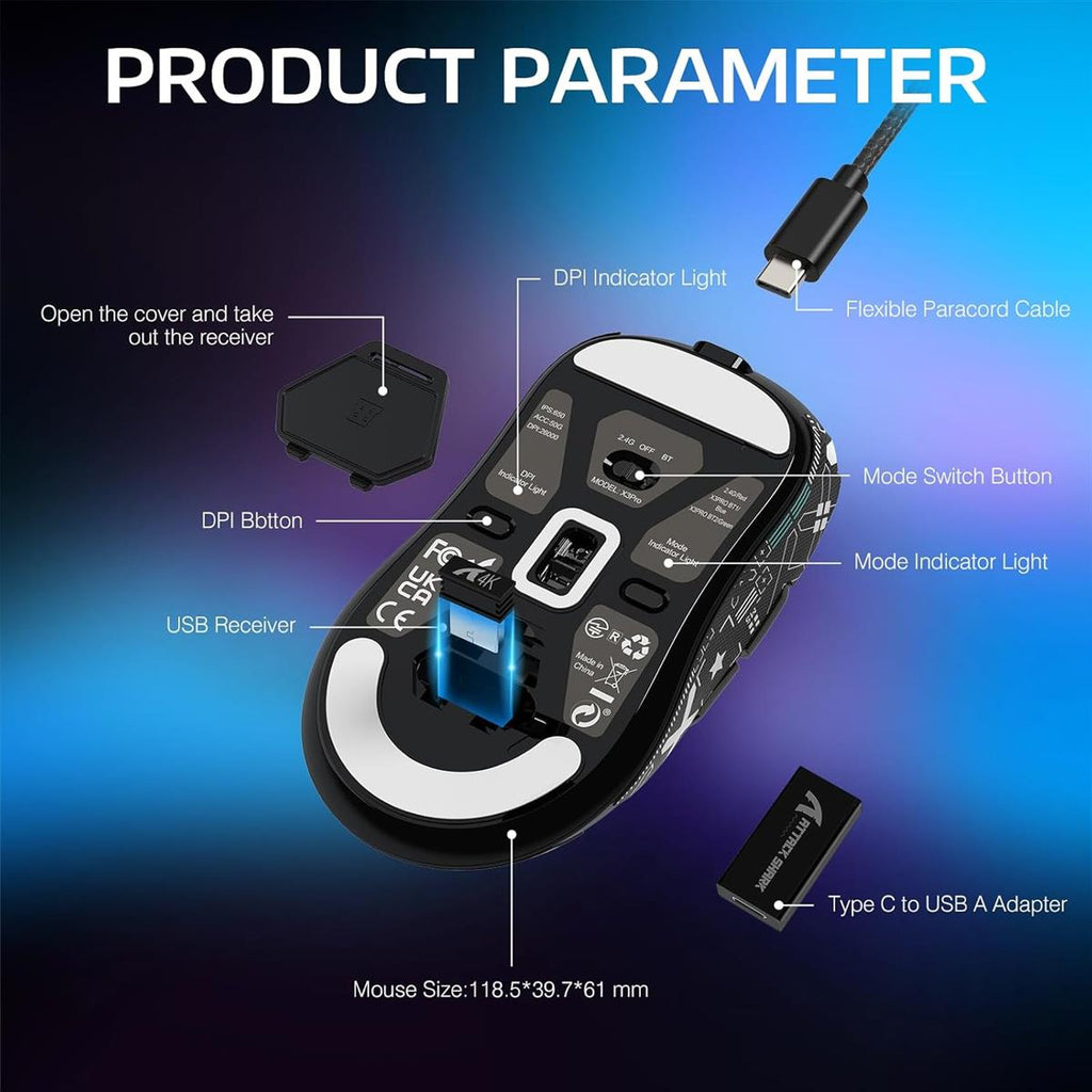 Attack Shark X3 Pro Wireless Gaming Mouse