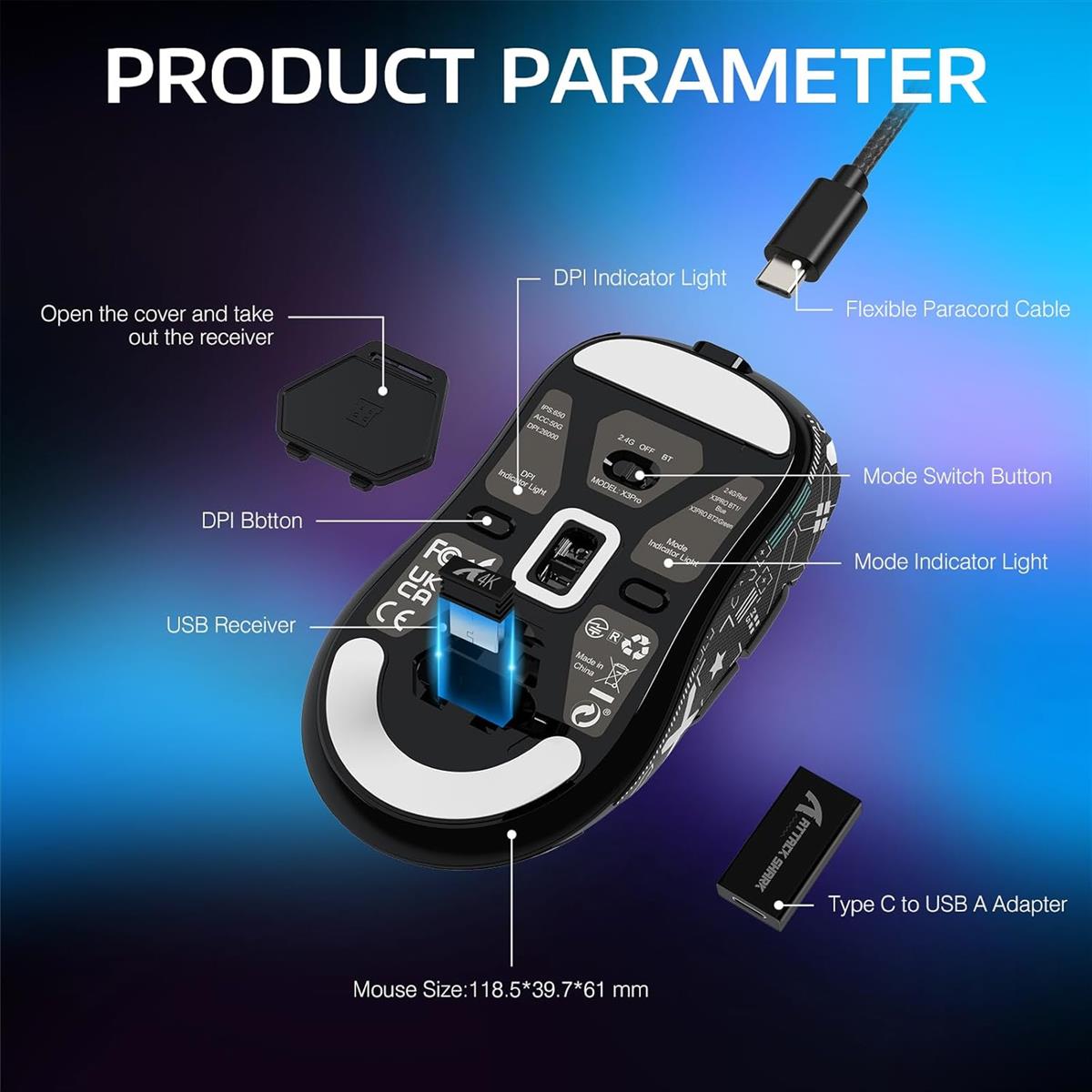 Attack Shark X3 Pro Wireless Gaming Mouse