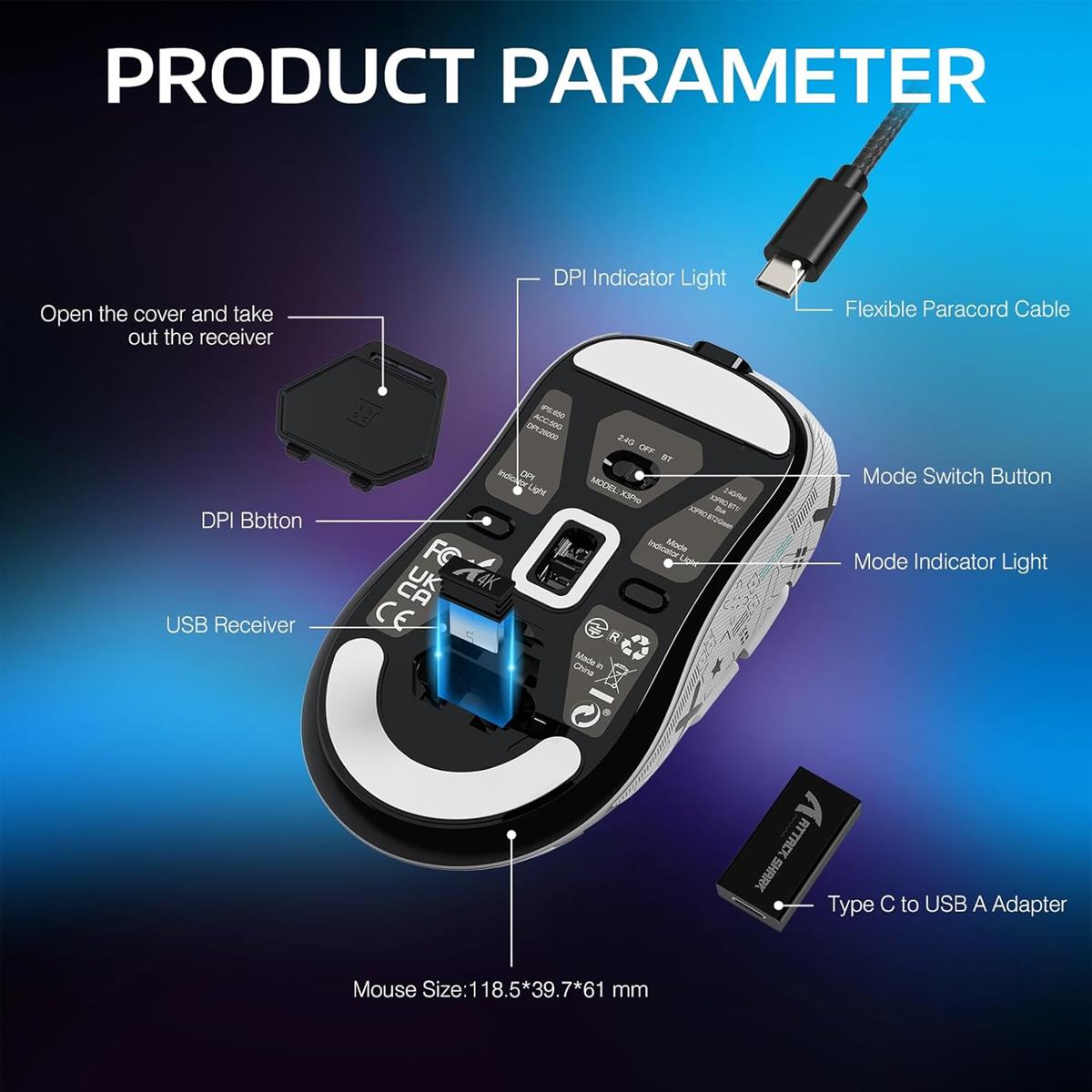 Attack Shark X3 Pro Wireless Gaming Mouse