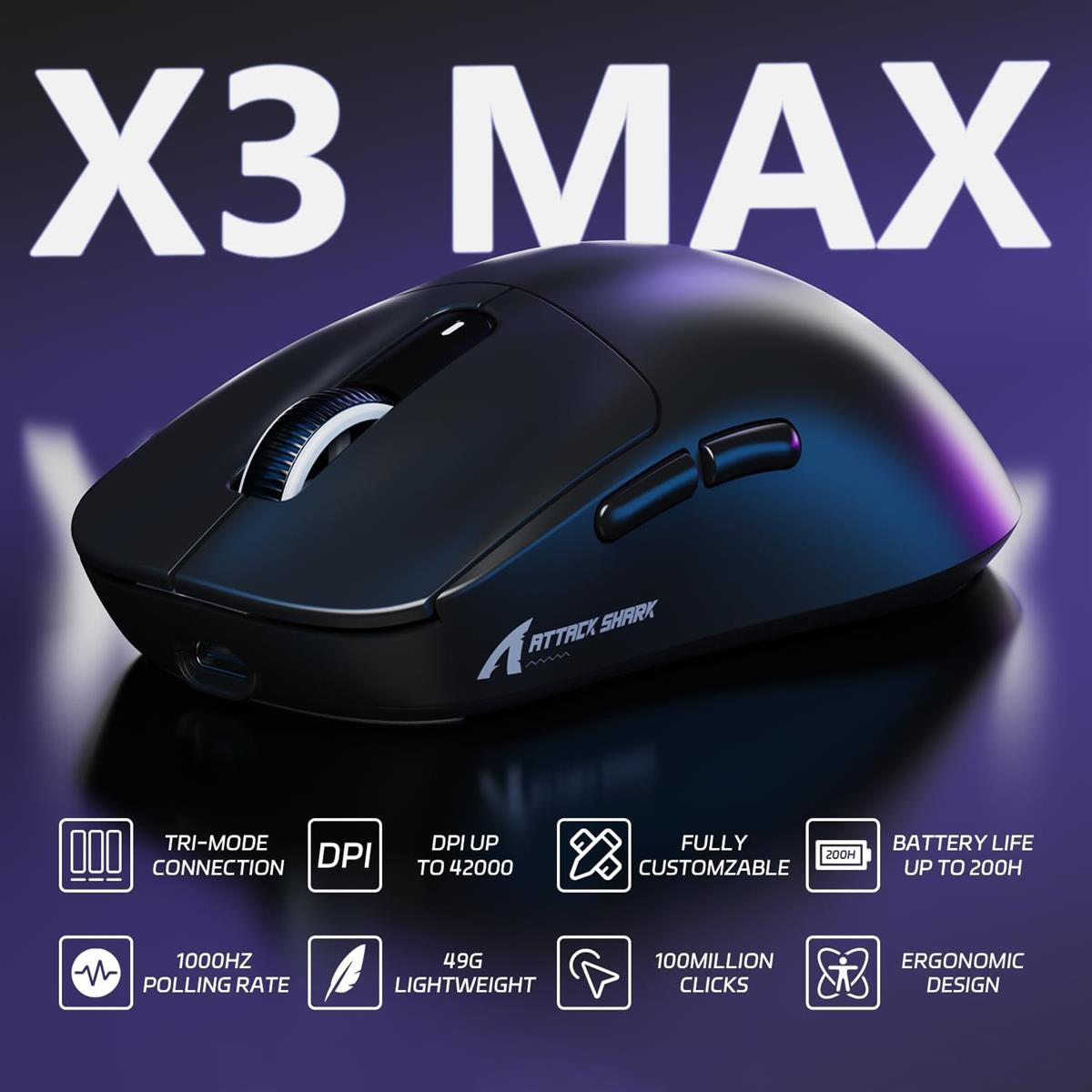 Attack Shark X3 Max Wireless Gaming Mouse