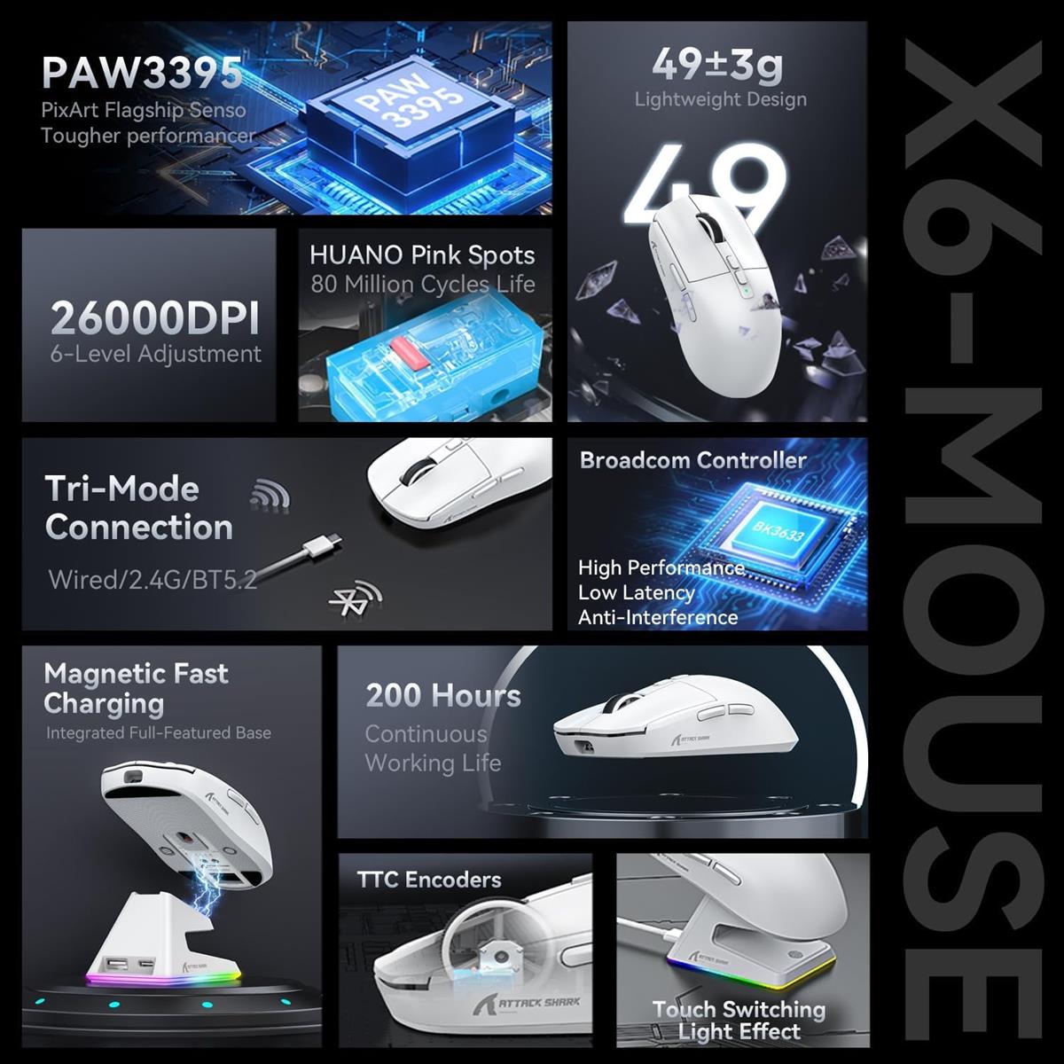 Attack Shark Attack Shark X6 White Mouse