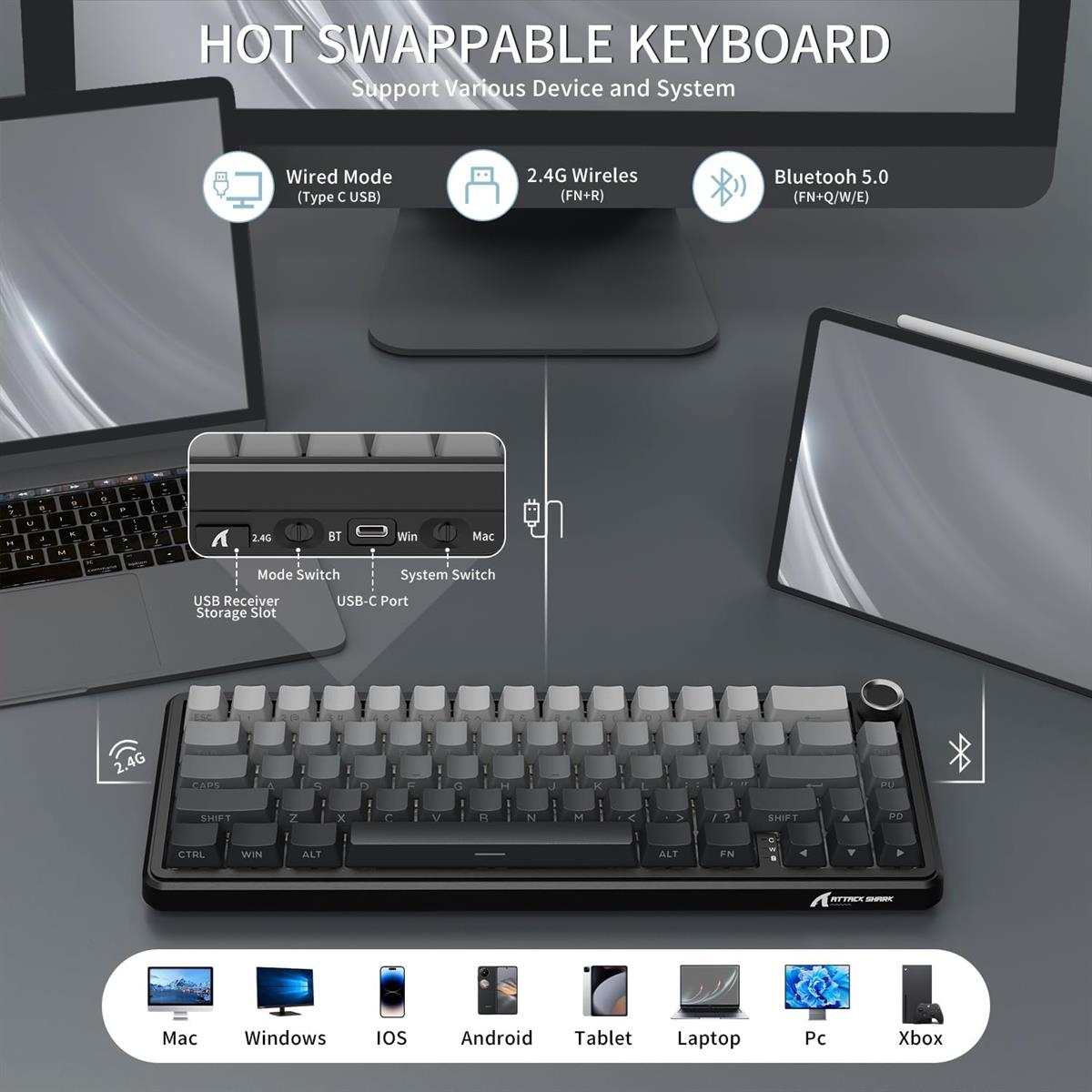 Attack Shark X66 Wireless Mechanical Gaming Keyboard