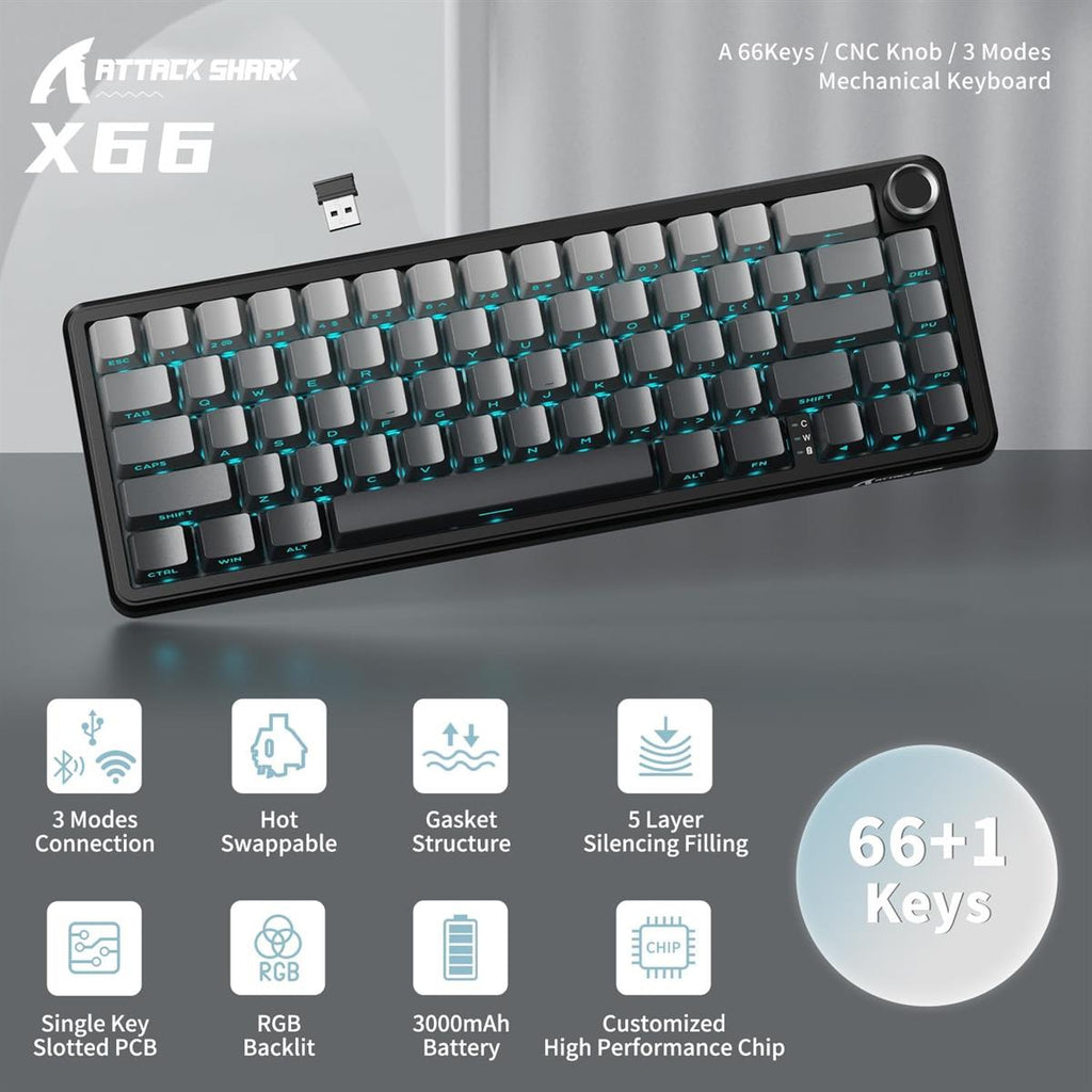 Attack Shark X66 Wireless Mechanical Gaming Keyboard
