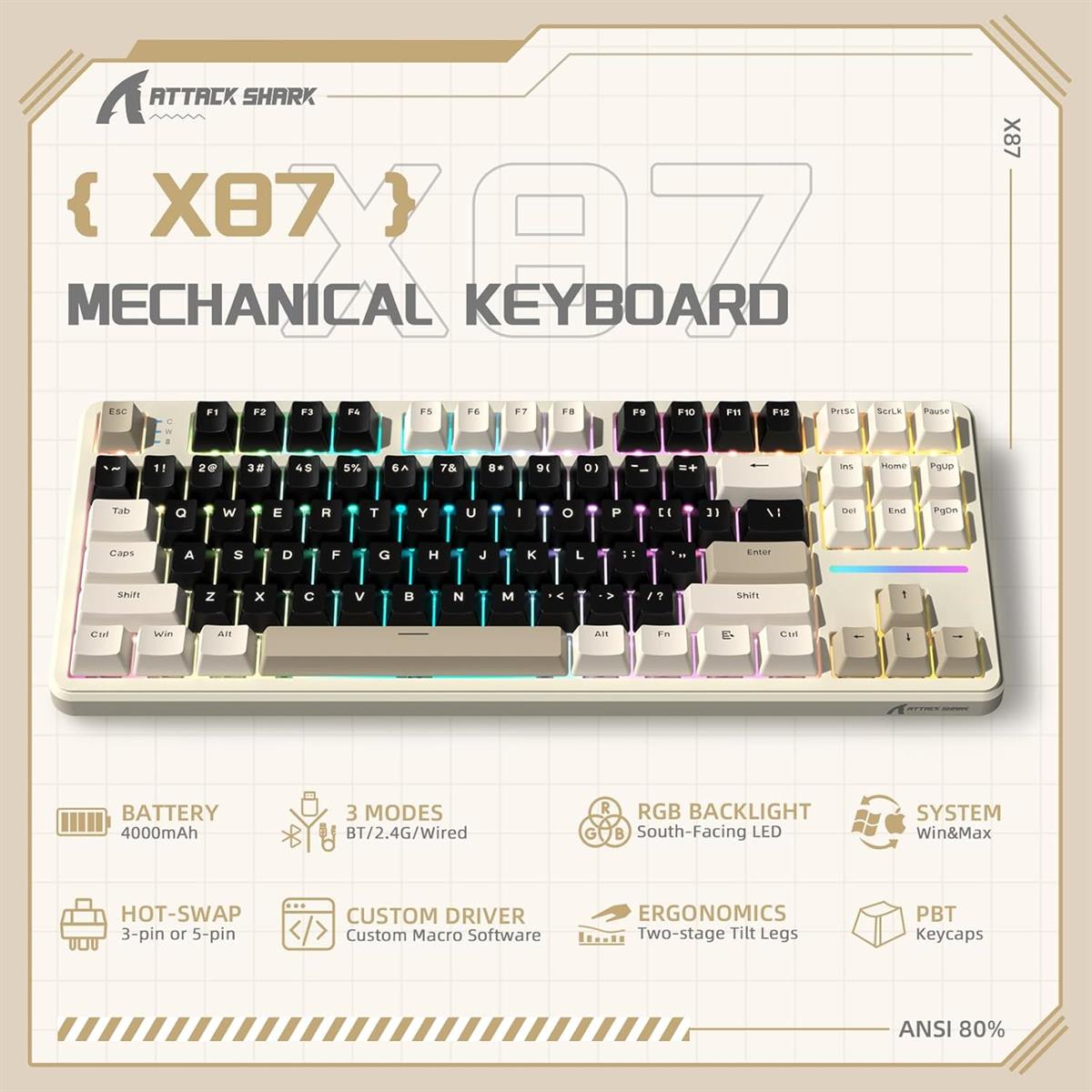Attack Shark X87 Keyboard