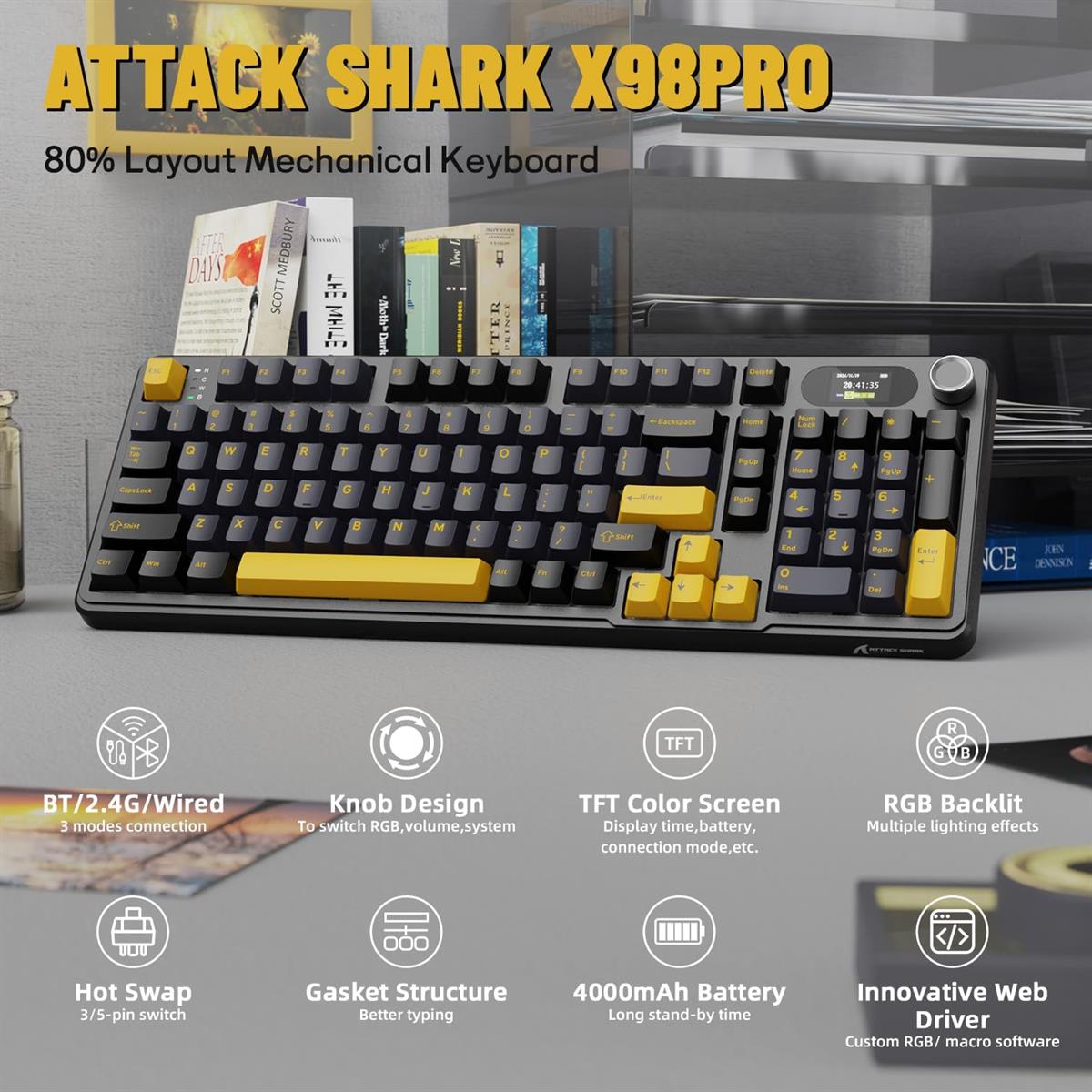 Attack Shark X98 Pro Wireless Mechanical Gaming Keyboard